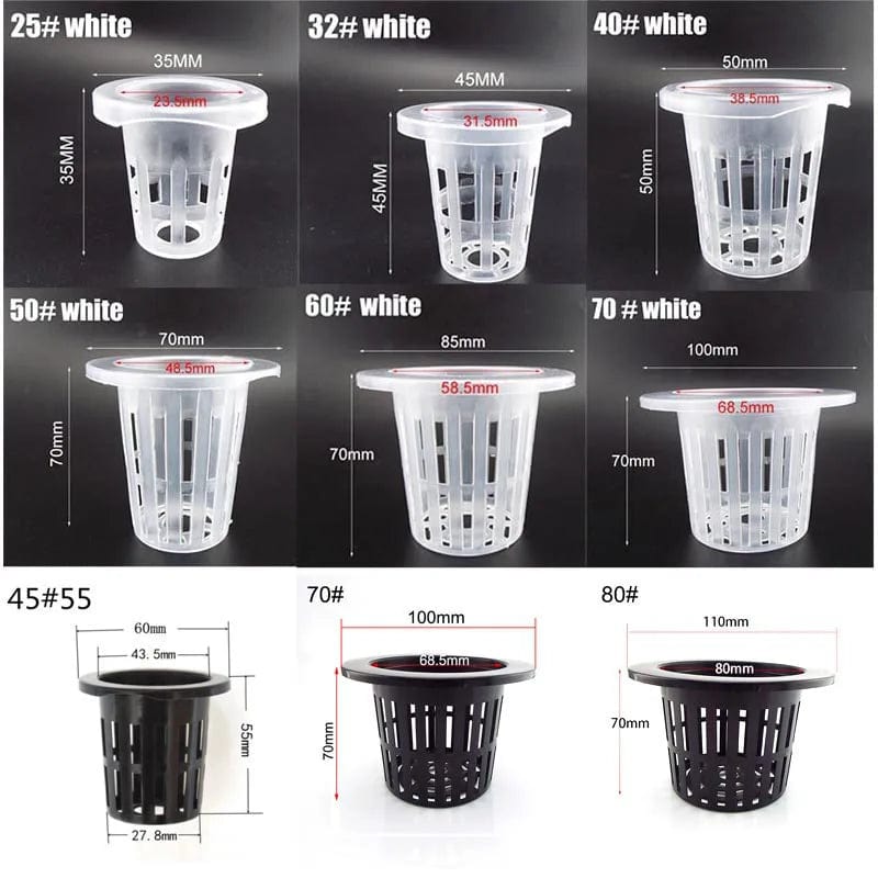 Planet Gates NO.45 black 55mm 50pcs Hydroponic Soilless Mesh Net basket Plant veg Grow Nursery Cup Pot Sponge tray Aeroponic Veg Planter Clone Colonization q1