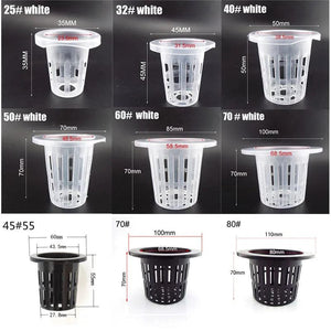 Planet Gates NO.45 black 55mm 50pcs Hydroponic Soilless Mesh Net basket Plant veg Grow Nursery Cup Pot Sponge tray Aeroponic Veg Planter Clone Colonization q1