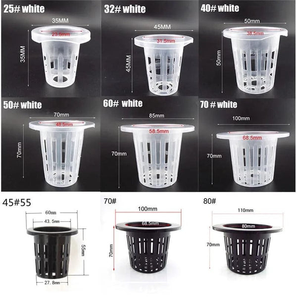 Planet Gates NO.45 black 55mm 50pcs Hydroponic Soilless Mesh Net basket Plant veg Grow Nursery Cup Pot Sponge tray Aeroponic Veg Planter Clone Colonization q1