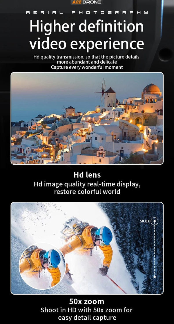 Planet Gates No Avoidance-1B-4K 2024 New A22 RC Drone 8K Professional Dual Camera Aerial 360° Quadcopter RC Obstacle Avoidance Optical Flow Aerial 4K Drone