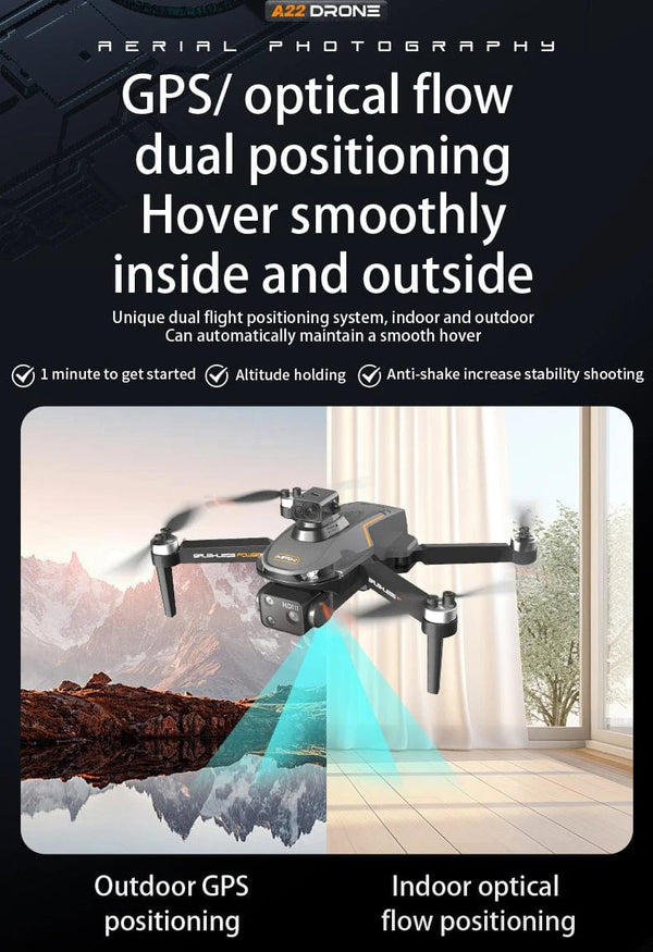 Planet Gates No Avoidance-1B-4K 2024 New A22 RC Drone 8K Professional Dual Camera Aerial 360° Quadcopter RC Obstacle Avoidance Optical Flow Aerial 4K Drone