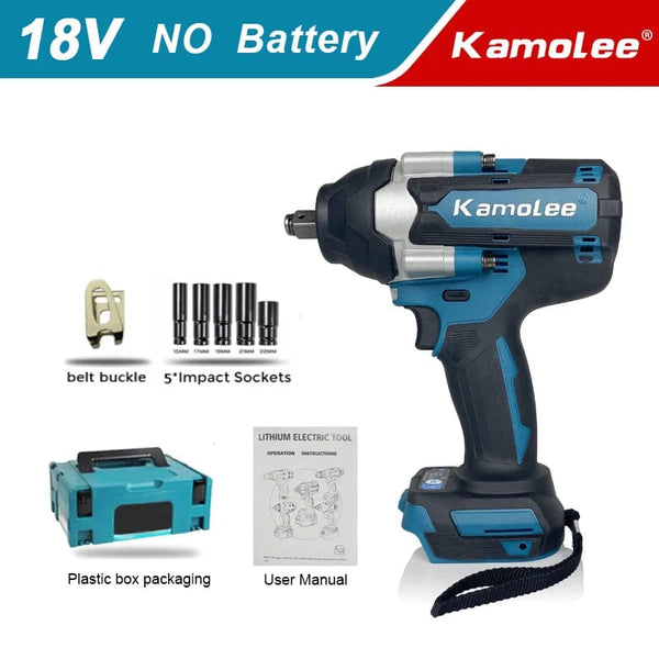 Planet Gates No BAT Plastic B / CHINA / EU 【Super Torque】Kamolee 1800N.m  DTW700 Electric Impact Wrench High Torque 1/2 Inch Compatible With 18V Makita Battery