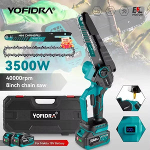 Planet Gates NO Battery / GERMANY YOFIDRA 8 Inch Brushless Electric Chainsaw Cordless Rechargeable Garden Woodworking Cutting Power Tools For Makita 18V Battery