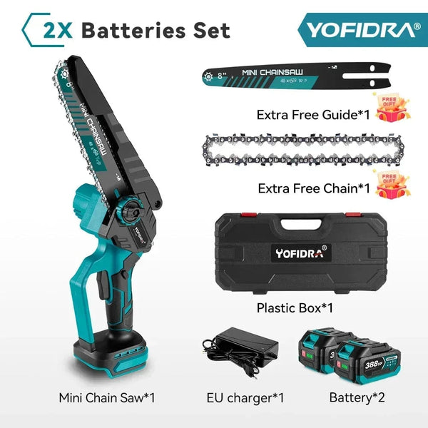 Planet Gates NO Battery / GERMANY YOFIDRA 8 Inch Brushless Electric Chainsaw Cordless Rechargeable Garden Woodworking Cutting Power Tools For Makita 18V Battery