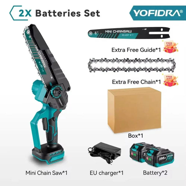 Planet Gates NO Battery / GERMANY YOFIDRA 8 Inch Brushless Electric Chainsaw Cordless Rechargeable Garden Woodworking Cutting Power Tools For Makita 18V Battery