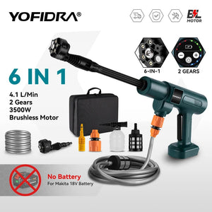 Planet Gates No Battery YOFIDRA 200Bar Brushless Electric High Pressure Washer Water Gun 6IN1 Cordless Car Washer Cleaning Garden For Makita 18V Battery