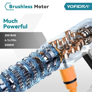 Planet Gates No Battery YOFIDRA 200Bar Brushless Electric High Pressure Washer Water Gun 6IN1 Cordless Car Washer Cleaning Garden For Makita 18V Battery