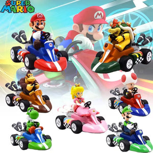 Planet Gates No box 6 Super Mario Pull Back Car Green Yoshi Donkey Kong Bowser Luigi Toad Princess Peach Action Figure Toys Anime Game Doll Kid Gifts
