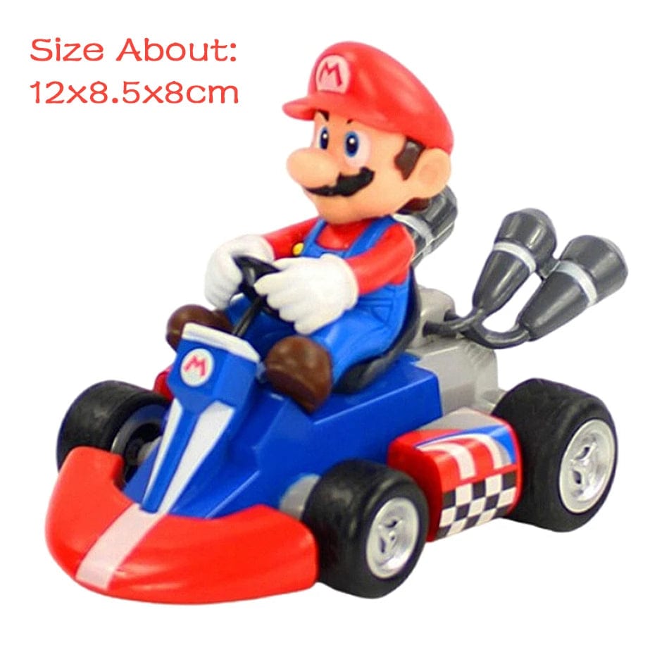 Planet Gates No box 6 Super Mario Pull Back Car Green Yoshi Donkey Kong Bowser Luigi Toad Princess Peach Action Figure Toys Anime Game Doll Kid Gifts
