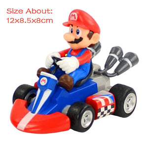 Planet Gates No box 6 Super Mario Pull Back Car Green Yoshi Donkey Kong Bowser Luigi Toad Princess Peach Action Figure Toys Anime Game Doll Kid Gifts