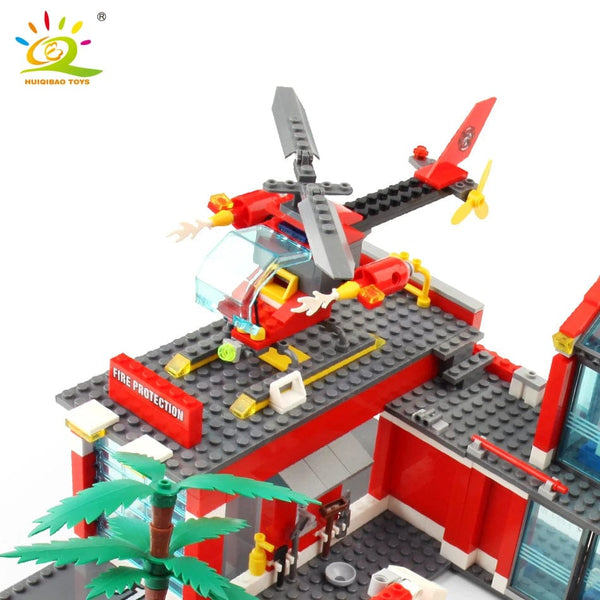 Planet Gates no box HUIQIBAO 756pcs Fire Station Model Building Blocks Truck Helicopter Firefighter Bricks City Educational Toys For Children Gift