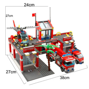 Planet Gates no box HUIQIBAO 756pcs Fire Station Model Building Blocks Truck Helicopter Firefighter Bricks City Educational Toys For Children Gift