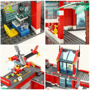 Planet Gates no box HUIQIBAO 756pcs Fire Station Model Building Blocks Truck Helicopter Firefighter Bricks City Educational Toys For Children Gift