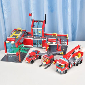 Planet Gates no box HUIQIBAO 756pcs Fire Station Model Building Blocks Truck Helicopter Firefighter Bricks City Educational Toys For Children Gift