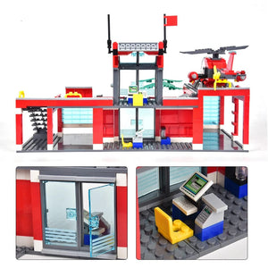 Planet Gates no box HUIQIBAO 756pcs Fire Station Model Building Blocks Truck Helicopter Firefighter Bricks City Educational Toys For Children Gift