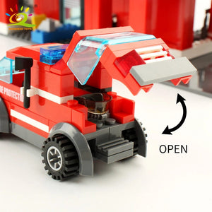 Planet Gates no box HUIQIBAO 756pcs Fire Station Model Building Blocks Truck Helicopter Firefighter Bricks City Educational Toys For Children Gift