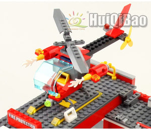 Planet Gates no box HUIQIBAO 756pcs Fire Station Model Building Blocks Truck Helicopter Firefighter Bricks City Educational Toys For Children Gift
