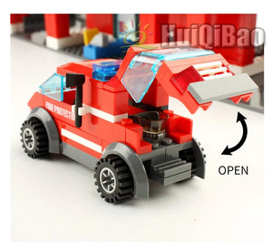 Planet Gates no box HUIQIBAO 756pcs Fire Station Model Building Blocks Truck Helicopter Firefighter Bricks City Educational Toys For Children Gift