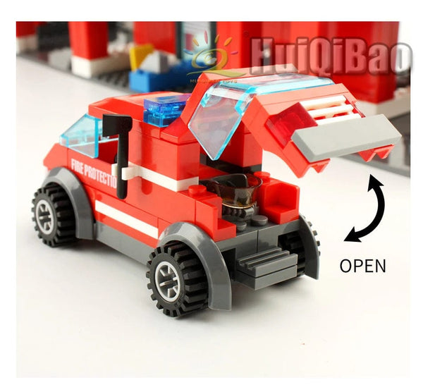 Planet Gates no box HUIQIBAO 756pcs Fire Station Model Building Blocks Truck Helicopter Firefighter Bricks City Educational Toys For Children Gift