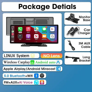 Planet Gates NO Camera / Poland Srnubi 10.26" Dash Cam Rearview Carplay Android Auto 4K DVR GPS Navigation Player Dual Len Recorder Dashboard  24H Park WIFI BT