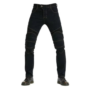 Planet Gates no gear Black / S Men Jeans Embroidery Motorcycle Pants Pantalon Motocross Belt Protective Gear Motorcycle Driver's License Test Motos Jeans