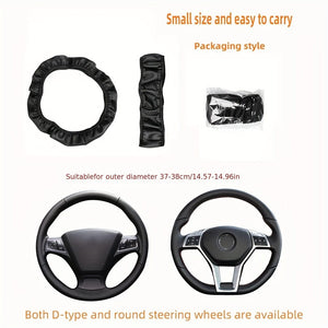 Planet Gates No Inner Ring Car Steering Wheel Cover PU Leather Embossed 3D Comfortable Soft Suitable For 37-38CM Outer Diameter Steering Wheel Car Accessories