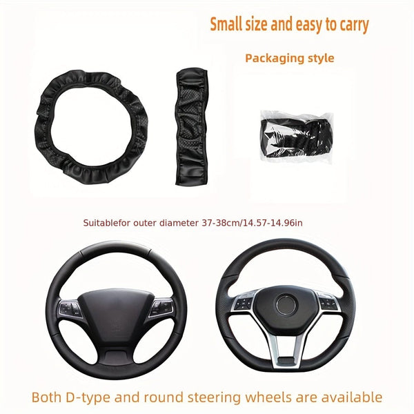 Planet Gates No Inner Ring Car Steering Wheel Cover PU Leather Embossed 3D Comfortable Soft Suitable For 37-38CM Outer Diameter Steering Wheel Car Accessories