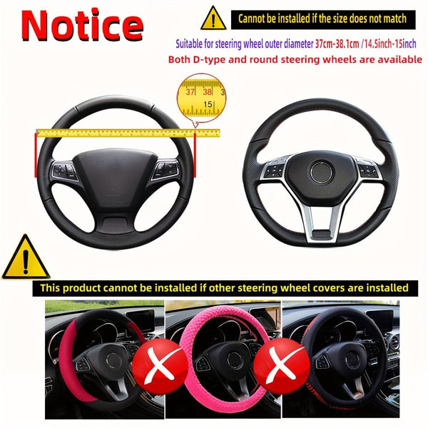 Planet Gates No Inner Ring Car Steering Wheel Cover PU Leather Embossed 3D Comfortable Soft Suitable For 37-38CM Outer Diameter Steering Wheel Car Accessories