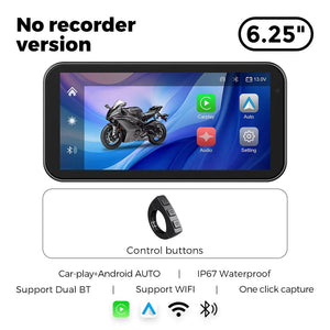 Planet Gates No recorder Portable 6.25 inch IP67 Waterproof Motorcycle GPS Navigation Wireless Carplay Android Auto DVR Drive Recorder Moto Monitor WIFI