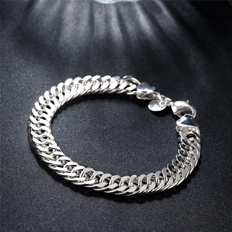 Planet Gates Noble 925 Sterling Silver Square Solid Chain Bracelet For Women Men Charm Party Gift Wedding Fashion Jewelry