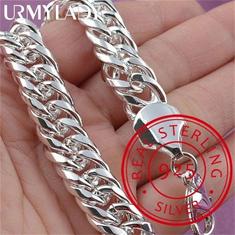 Planet Gates Noble 925 Sterling Silver Square Solid Chain Bracelet For Women Men Charm Party Gift Wedding Fashion Jewelry