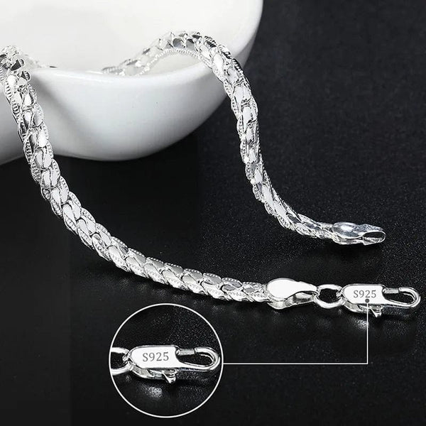 Planet Gates Noble 925 Sterling Silver Square Solid Chain Bracelet For Women Men Charm Party Gift Wedding Fashion Jewelry