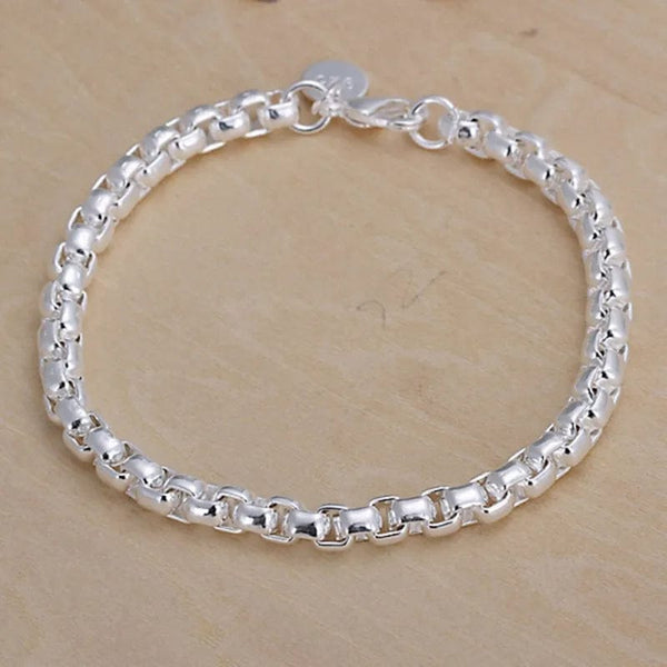 Planet Gates Noble 925 Sterling Silver Square Solid Chain Bracelet For Women Men Charm Party Gift Wedding Fashion Jewelry