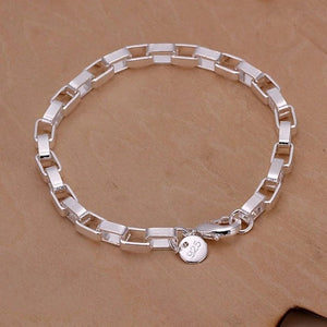 Planet Gates Noble 925 Sterling Silver Square Solid Chain Bracelet For Women Men Charm Party Gift Wedding Fashion Jewelry