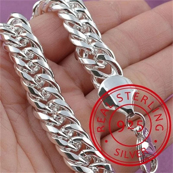 Planet Gates Noble 925 Sterling Silver Square Solid Chain Bracelet For Women Men Charm Party Gift Wedding Fashion Jewelry