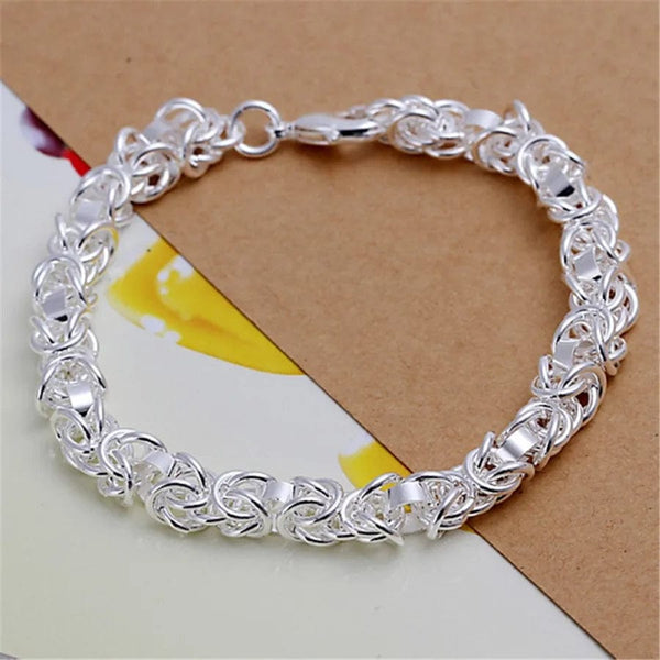 Planet Gates Noble 925 Sterling Silver Square Solid Chain Bracelet For Women Men Charm Party Gift Wedding Fashion Jewelry