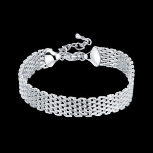 Planet Gates Noble 925 Sterling Silver Square Solid Chain Bracelet For Women Men Charm Party Gift Wedding Fashion Jewelry