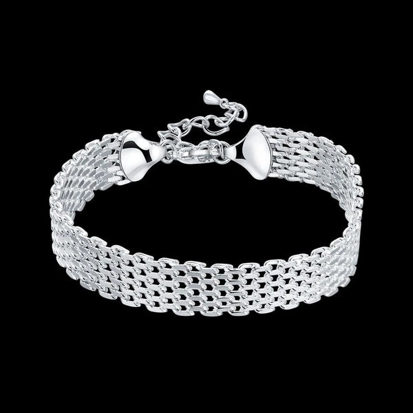 Planet Gates Noble 925 Sterling Silver Square Solid Chain Bracelet For Women Men Charm Party Gift Wedding Fashion Jewelry