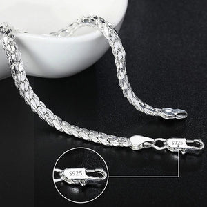 Planet Gates Noble 925 Sterling Silver Square Solid Chain Bracelet For Women Men Charm Party Gift Wedding Fashion Jewelry