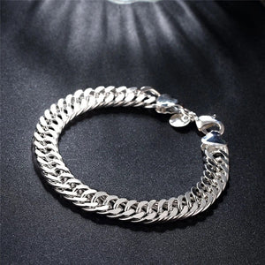 Planet Gates Noble 925 Sterling Silver Square Solid Chain Bracelet For Women Men Charm Party Gift Wedding Fashion Jewelry