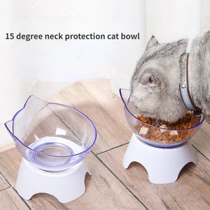 Planet Gates Non-slip For Cats Dogs Feeders Pet Food and Water Bowls With Stand Base Transparent Inclined Feeding Products Cat Bowl