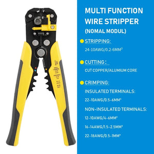 Planet Gates Normal yellow Crimper Cable Cutter Adjustable Automatic Wire Stripper Multifunctional Stripping Crimping Pliers Terminal Hand Tool