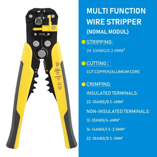 Planet Gates Normal yellow Crimper Cable Cutter Adjustable Automatic Wire Stripper Multifunctional Stripping Crimping Pliers Terminal Hand Tool