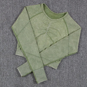 Planet Gates NORMOV 2Pcs Gym Women Sets Seamless Yoga Set High Waist Gym Sportwear Push Up Sport Workout Sets Fitness Long Sleeve Gym Suit