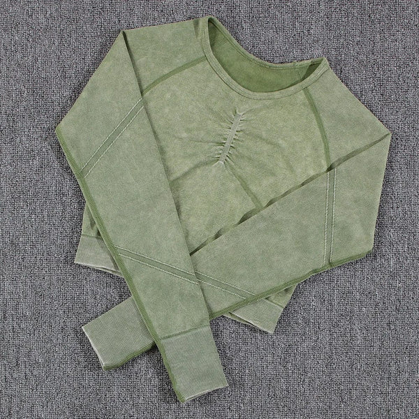 Planet Gates NORMOV 2Pcs Gym Women Sets Seamless Yoga Set High Waist Gym Sportwear Push Up Sport Workout Sets Fitness Long Sleeve Gym Suit