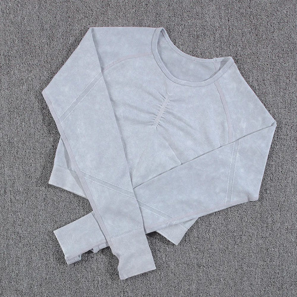 Planet Gates NORMOV 2Pcs Gym Women Sets Seamless Yoga Set High Waist Gym Sportwear Push Up Sport Workout Sets Fitness Long Sleeve Gym Suit