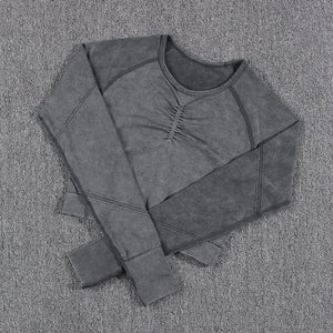 Planet Gates NORMOV 2Pcs Gym Women Sets Seamless Yoga Set High Waist Gym Sportwear Push Up Sport Workout Sets Fitness Long Sleeve Gym Suit