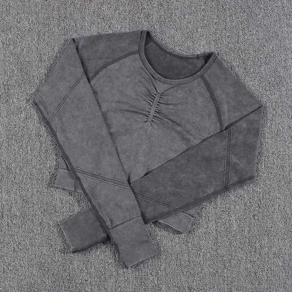 Planet Gates NORMOV 2Pcs Gym Women Sets Seamless Yoga Set High Waist Gym Sportwear Push Up Sport Workout Sets Fitness Long Sleeve Gym Suit