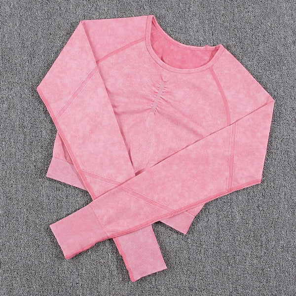 Planet Gates NORMOV 2Pcs Gym Women Sets Seamless Yoga Set High Waist Gym Sportwear Push Up Sport Workout Sets Fitness Long Sleeve Gym Suit