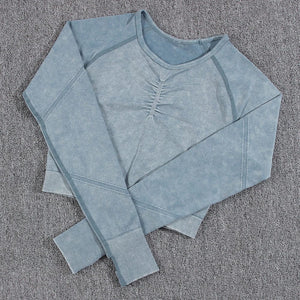 Planet Gates NORMOV 2Pcs Gym Women Sets Seamless Yoga Set High Waist Gym Sportwear Push Up Sport Workout Sets Fitness Long Sleeve Gym Suit